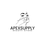 Logo of Apex Supply Beauty Store with a stylized illustration of a woman applying makeup on a white background.